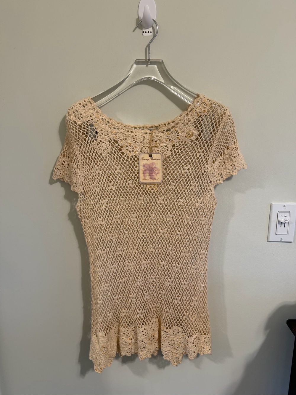 Tommy Bahama Frutopia Crochet Sweater XL 16 NWT Hand Crocheted Boho Cotton